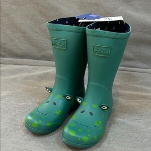 Joules Teal Frog Kids' Rain Boots